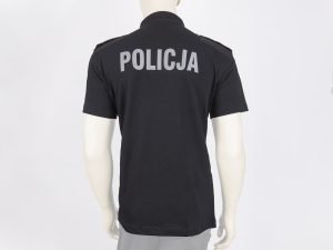 Koszulka polo czarna z napisami "POLICJA" - obrazek 2